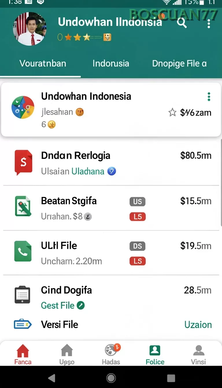 Cuplikan layar GADING22 — menu navigasi