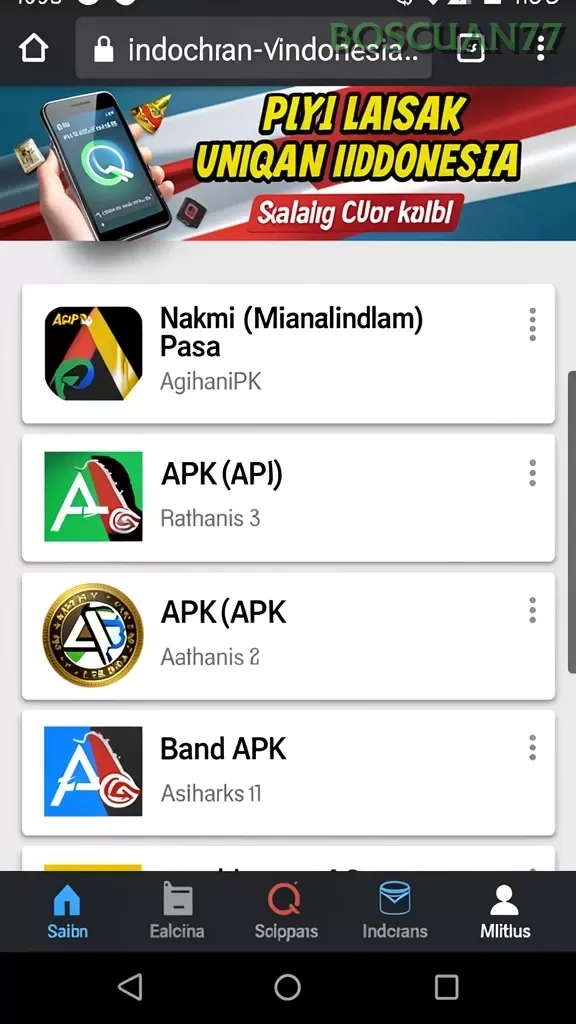 Cuplikan layar ANOBOY — halaman utama
